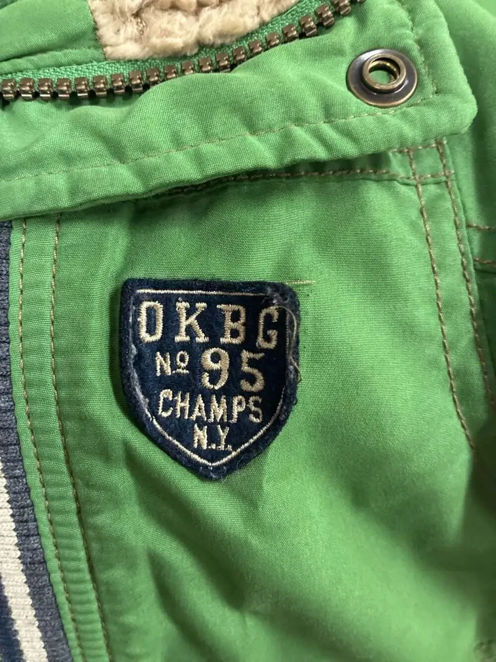 OshKosh B'gosh Boys Green Sherpa-Lined Field Jacket with Badge Detail